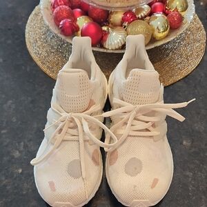 Adidas Womens Ultra Boost Cream and Gray Sneakers